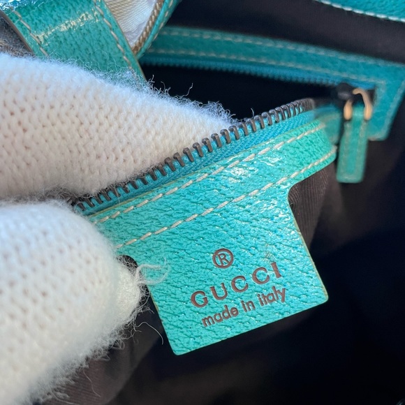 GUCCI JACKIE BARDOT HOBO & WALLET TURQUOISE - Picture 9 of 16